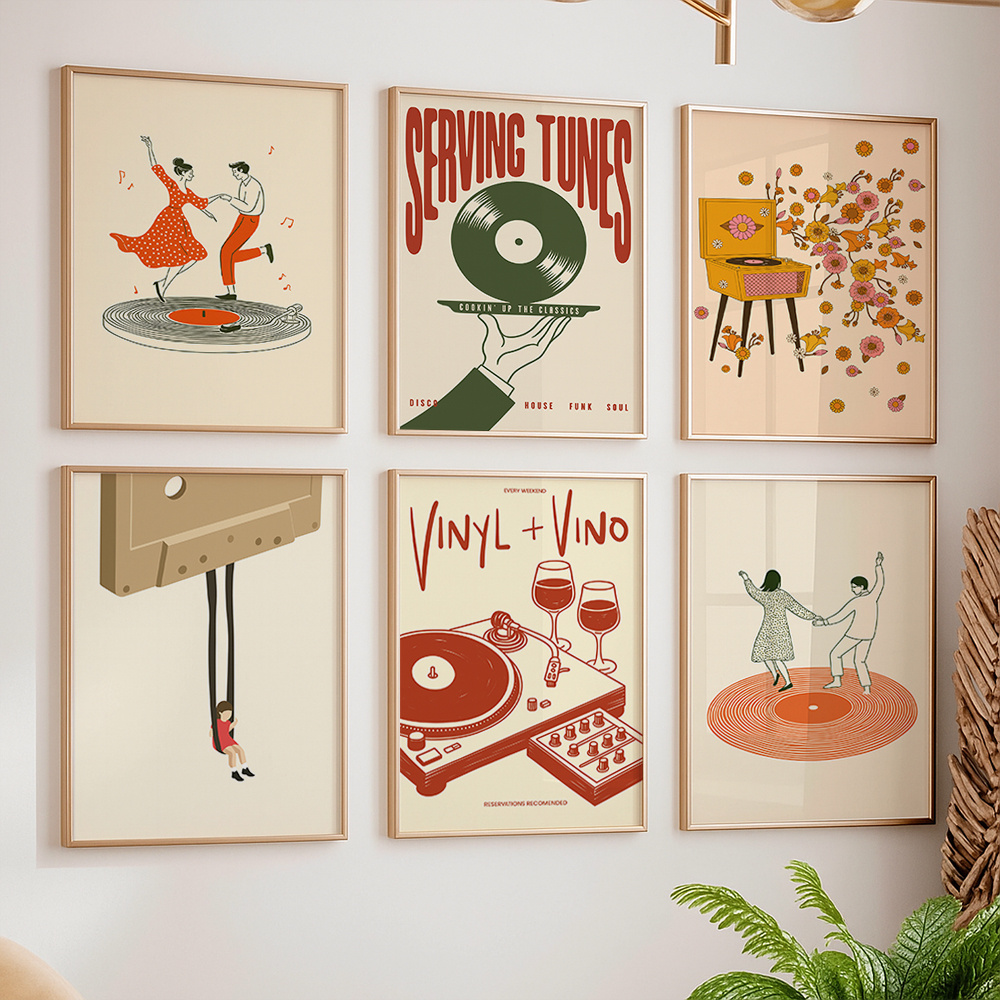 1pc Vintage Music Canvas Poste - Audio Music Live 评论和价格