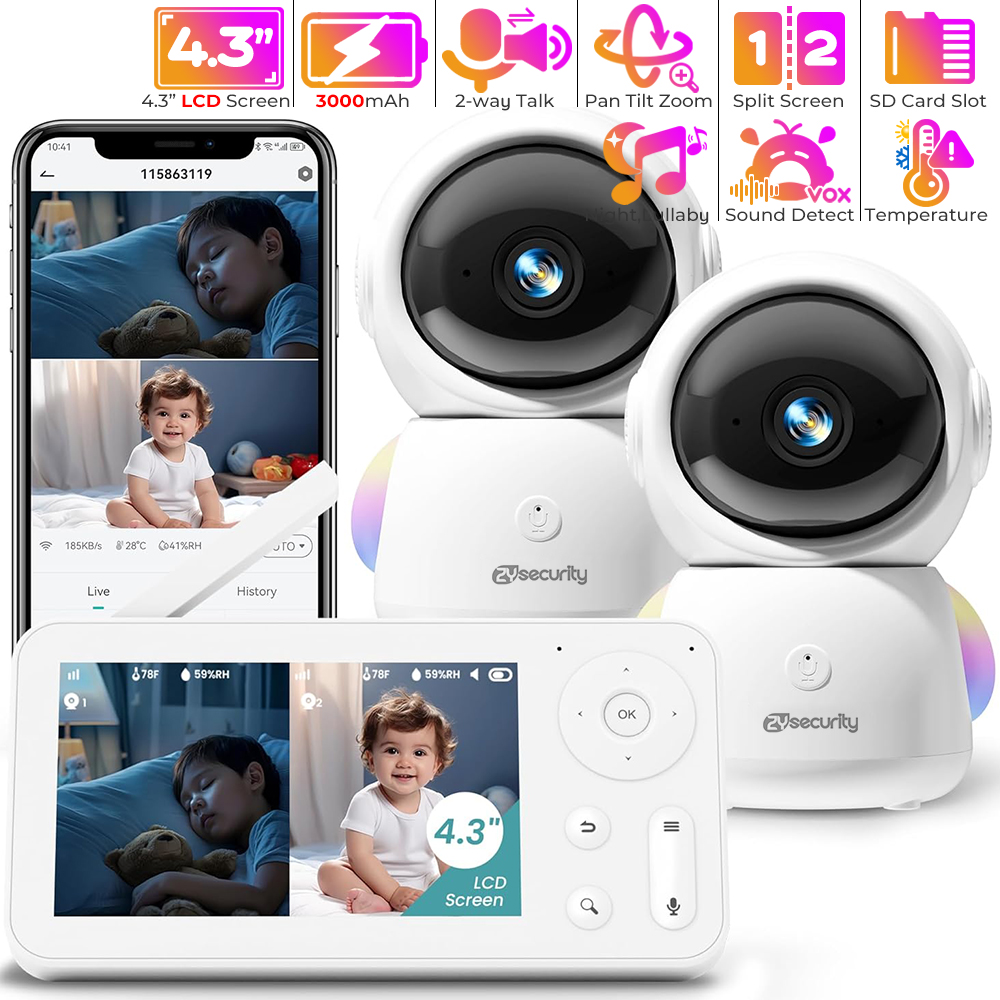2K Baby Monitor with 2 Cameras - Audio Music Apps 评论和价格