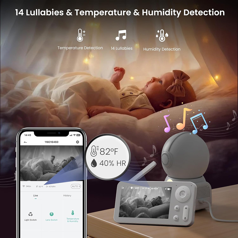 2K Baby Monitor with 2 Cameras - Audio Music Apps 评论和价格